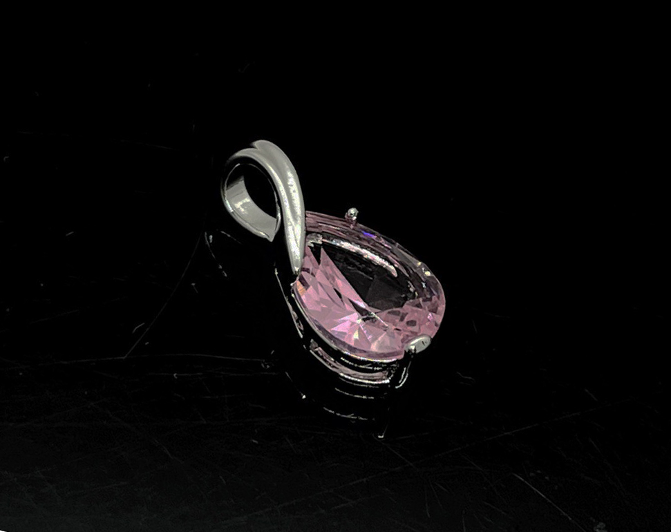 Подвеска-кулон Капля с розовым фианитом цвет серебро размер 10*22,5мм