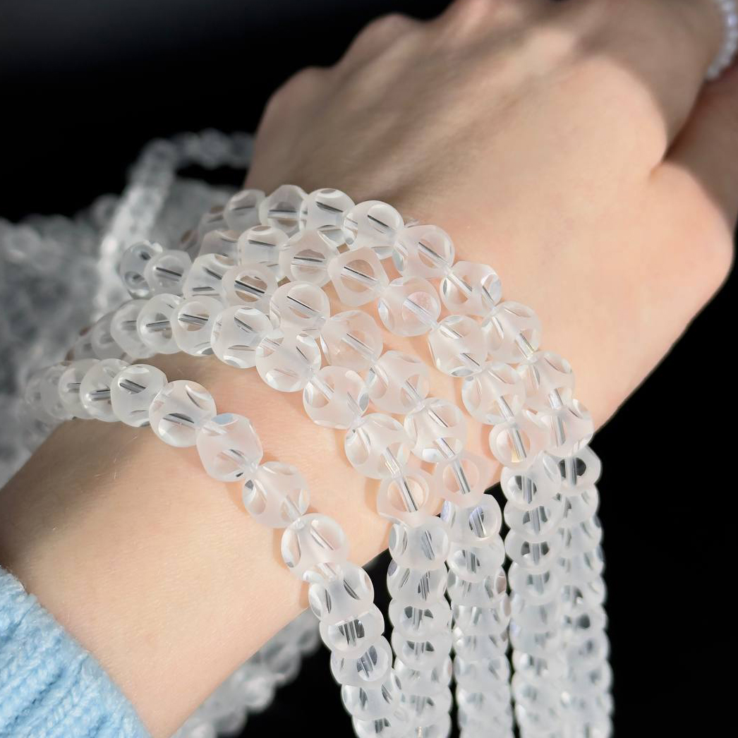 Бусины стеклянные размер 10мм цвет прозрачный с рисунком