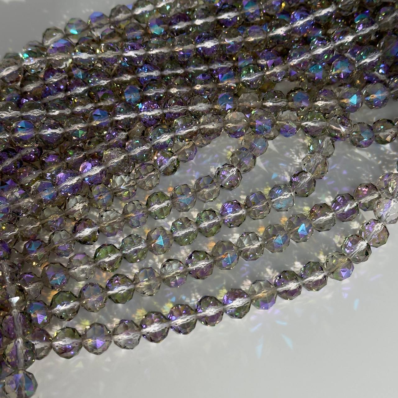 Бусины стеклянные размер 10мм цвет серый с отливом