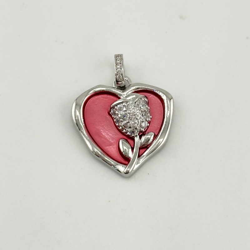 Подвеска сердце с розой размер 21*24мм цвет серебро