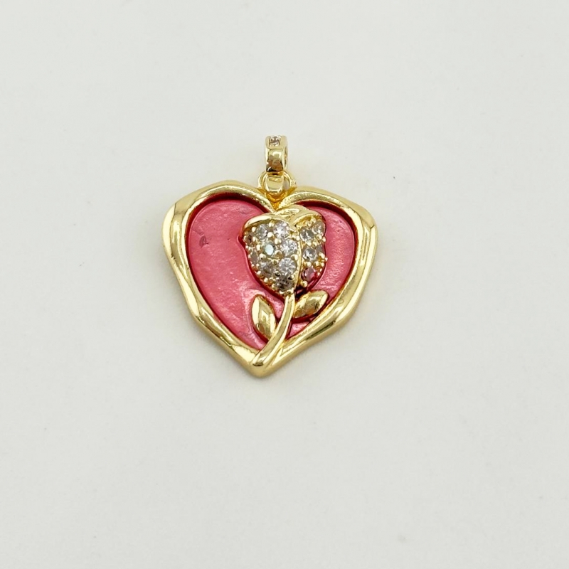 Подвеска сердце с розой размер 21*24мм цвет серебро