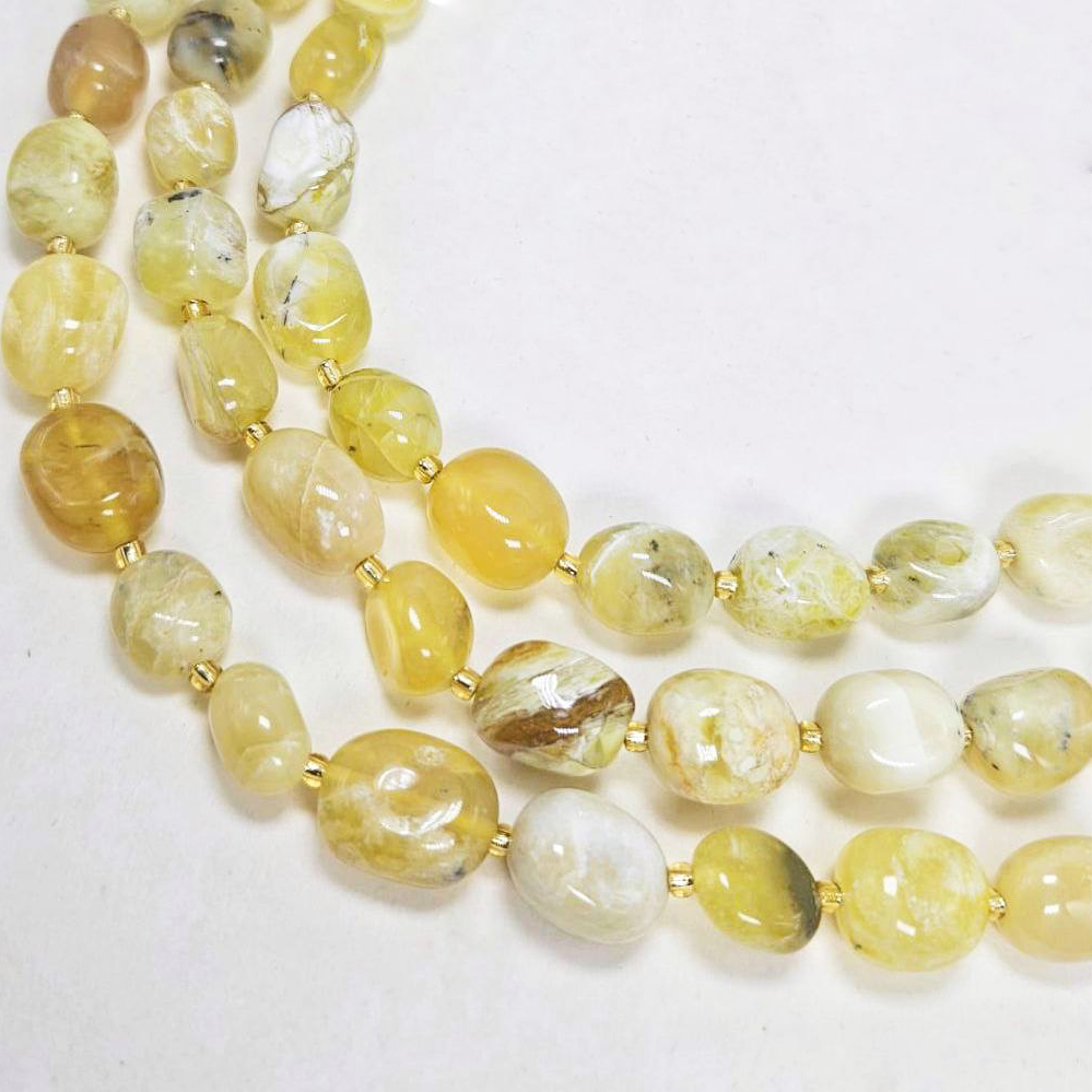 Бусины Опал желтый глянцевый размер 11*14мм натуральный камень